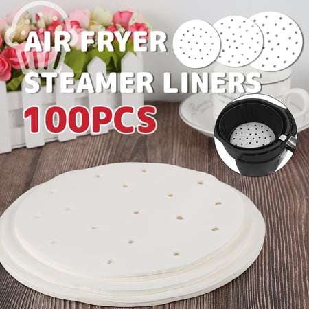 Miuline 100 PCs Air Fryer Liners, Air Fryer Paper, Perforated Parchment Paper for Air Fryer, Steaming Basket