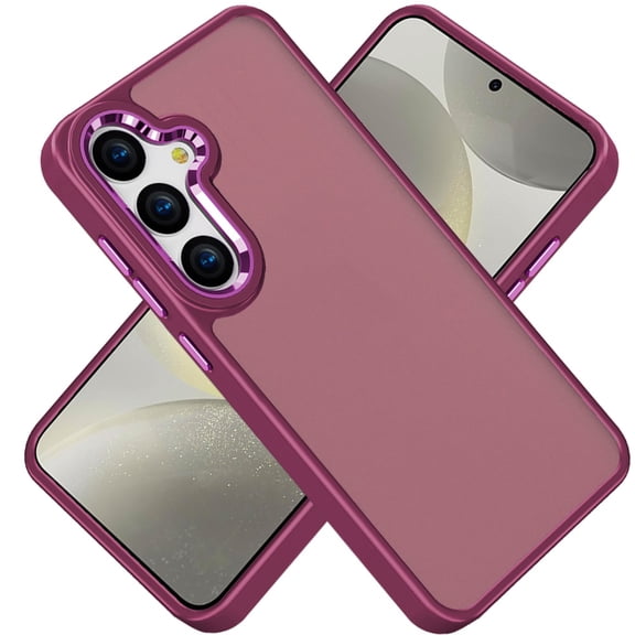 For Samsung Galaxy S25  /S25 Plus /S24  Plus Case, Slim Fit Thin Hybrid,Frosted Matte Polished Acrylic Hard PC with TPU Rubber Frame Phone Cover (Burgundy)