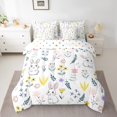 thumbnail image 2 of 7Pcs Floral Rabbit Kids Bedding Set for Boys,Queen Size Comforter Set with Sheets and Pillowcase,7Pcs Bed in a Bag,Cartoon Animal Children Bed Set, Blossom Comforter, 2 of 5