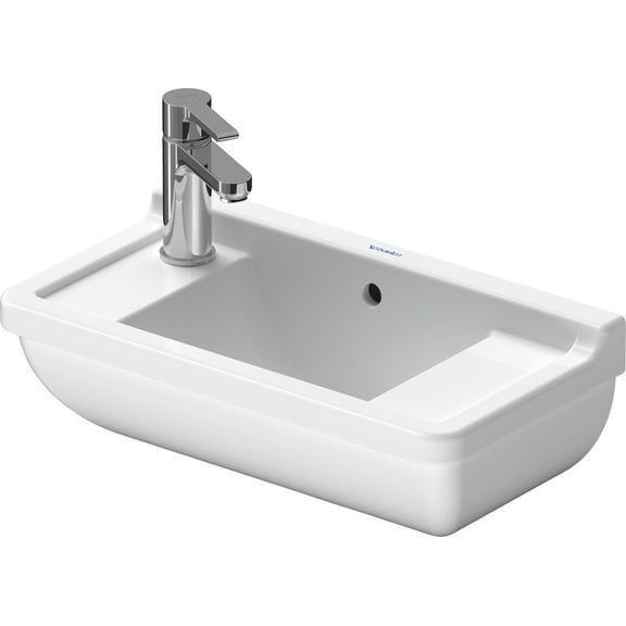Duravit 075150-1Hole-L Starck 3 10" Ceramic Vanity Top - White / Glazed Underside