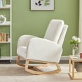 thumbnail image 3 of Comfortable Indoor Rocking Chair, Modern Upholstered Glider with Wooden Legs and High Backrest, Multifunctional Armchair with Side Pocket for Living Room, Bedroom, Offices, 3 of 7