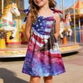 thumbnail image 2 of KPOPLK Toddler Baby Girl 4th of July Outfit American Flag Bow Smocked Dress Plaid Ruffle A-Line Dress Patriotic Clothes(3-4 Years,Watermelon Red), 2 of 5