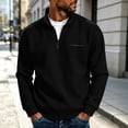 thumbnail image 2 of Half-Zipper Sweatshirts for Men Solid Color Waffle Knit Sweater Loose Casual Half-Zip Stand Collar Long Sleeve Shirt Pullover Sizes S-2XL, 2 of 8