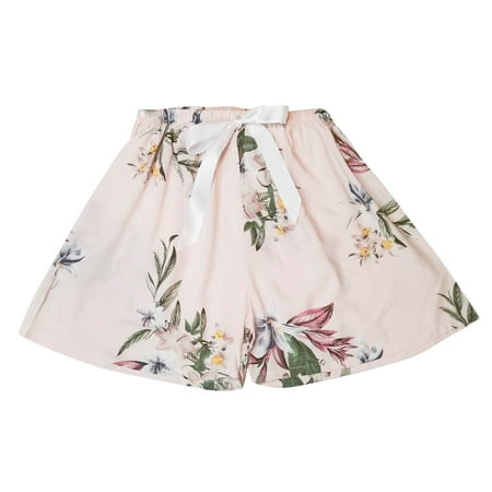 

Cathalem Short Pants Women Casual Womens Pajama Shorts Shorts Lightweight Printed Bow Elastic Waist Drawstring Sweatpants Women Pants Pink One Size