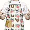 thumbnail image 2 of White Boston Terrier and Flower Apron-Garden Aprons for Women with Pockets-Cotton Linen Waterproof Kitchen Cooking Gardening Aprons Adjustable for Kitchen,Cooking,BBQ and Salon 33x27 Inch, 2 of 7