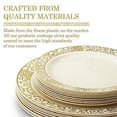 thumbnail image 4 of 40 pc Plastic Dinnerware Set , 20 Dinner Plates and 20 Side Plates , Elegant Fine China Look (Venetian Collection - Gold/Ivory), 4 of 12