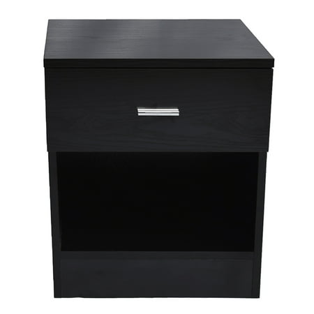Bow Front Cabinet Stand UBesGoo 1 Drawer Night Stand Storage Cabinet Bedside Table Bedroom Furniture Black New ()