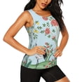 thumbnail image 2 of Balery Chinoiserie Floral Palm Tree Camiseta sin mangas estampada ligera para mujer, tops de entrenamiento sin mangas, camisetas de yoga transpirables de secado rápido.-XX-Large, 2 of 7