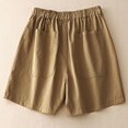 thumbnail image 6 of pstuiky Summer Dresses , Women Summer Cotton and Linen Shorts Solid Color Button Shorts with Pockets Leisure Khaki XXL, 6 of 7