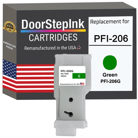 Remanufactured DoorStepInk in the USA Ink Cartridge for Canon PFI-206 300ML Green