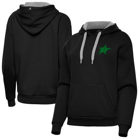 Women's Antigua Black Dallas Stars St. Patrick's Day Victory Pullover Hoodie