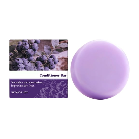 Blueberry Conditioner Bar For Thinning Hair & Frizz Control Natural Handmade Nourishing Solid Hair Care 60G Plastic Box