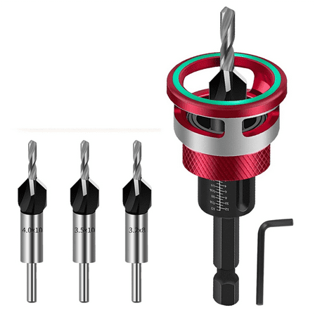 Countersink Drill Bit Set 6-Piece Countersink Wood Drill Bit with Depth Stop, Drilling for Woodworking