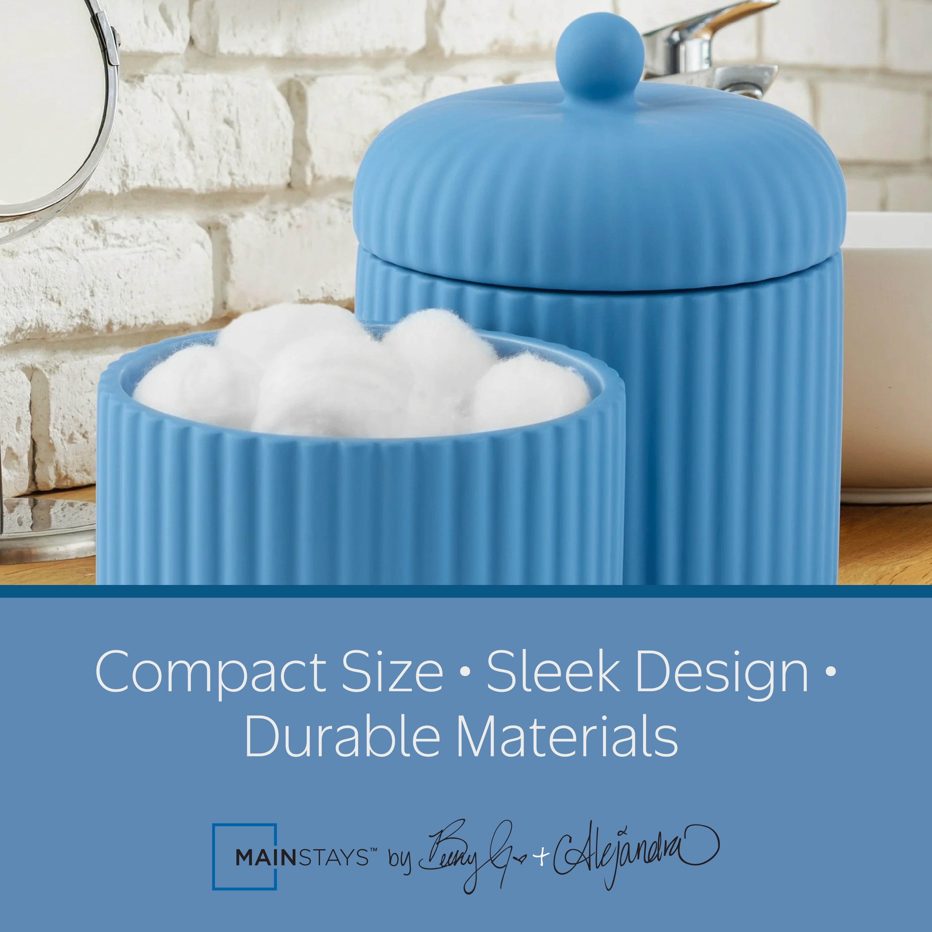 Mainstays By Becky G. & Alejandra 3-Piece Stacked Bathroom Canisters, Blue