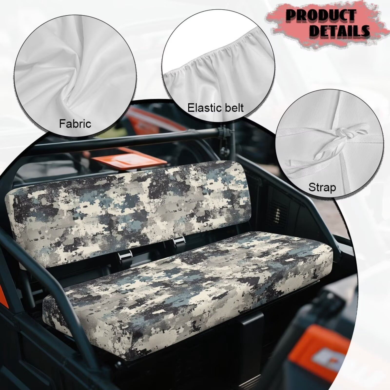 Yuyamidu Camo UTV Seat Covers Universal for Kawasaki Mule 3000 3010 3020 Scratch-Proof Heavy Duty UTV Seat Protective Covers for Bench Seats and Backrest 2 PCS