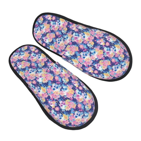 

Ocsxa Mens Womens Cozy Memory Foam Scuff Slippers Slip On Warm House Shoes Indoor/Outdoor graffiti style Skull flower Designs-Large