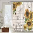 thumbnail image 4 of Sunflowers and Bee Shower Curtain Sets, Sunflower Bathroom Decor for Bath, Spring Floral Rustic Retro Scenery Landscape Fabric 72x72, 4 of 5