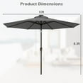 thumbnail image 3 of Gymax 10FT Solar Umbrella LED Market Steel Tilt w/ Crank Patio Gray, 3 of 6