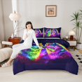 thumbnail image 4 of Castle Fairy Animal Wolf 3-Piece Full Size Comforter Sets for Men Teens Boys,Woodland Wildlife Bedding Comforter Set,Abstract Spalsh Watercolor Lightweight Bedding Sets,Luxury Bedroom Decor, 4 of 8