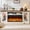 White, variant on FlowSun Farmhouse TV Stand with 36 inch Electric Fireplace, LED Entertainment Center with Crescent Roman Arched Glass Doors for 80 inch TVs,White