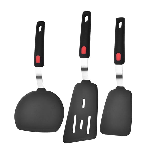 1 juego de espátula de silicona, pala giratoria para cocinar, utensilios de cocina de silicona reutilizables, espátula y pala ranurada