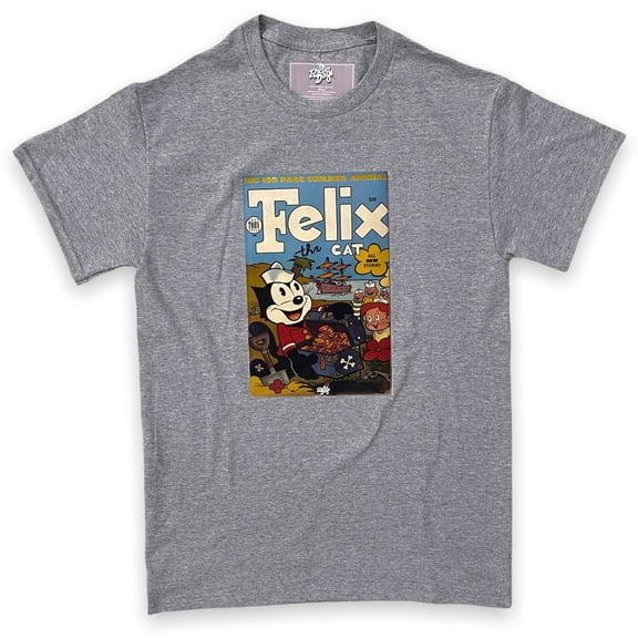 Felix The Cat Men's Officially Licensed Retro Vintage Comic Book Graphic Tee T-Shirt (Small, Heather Gray)