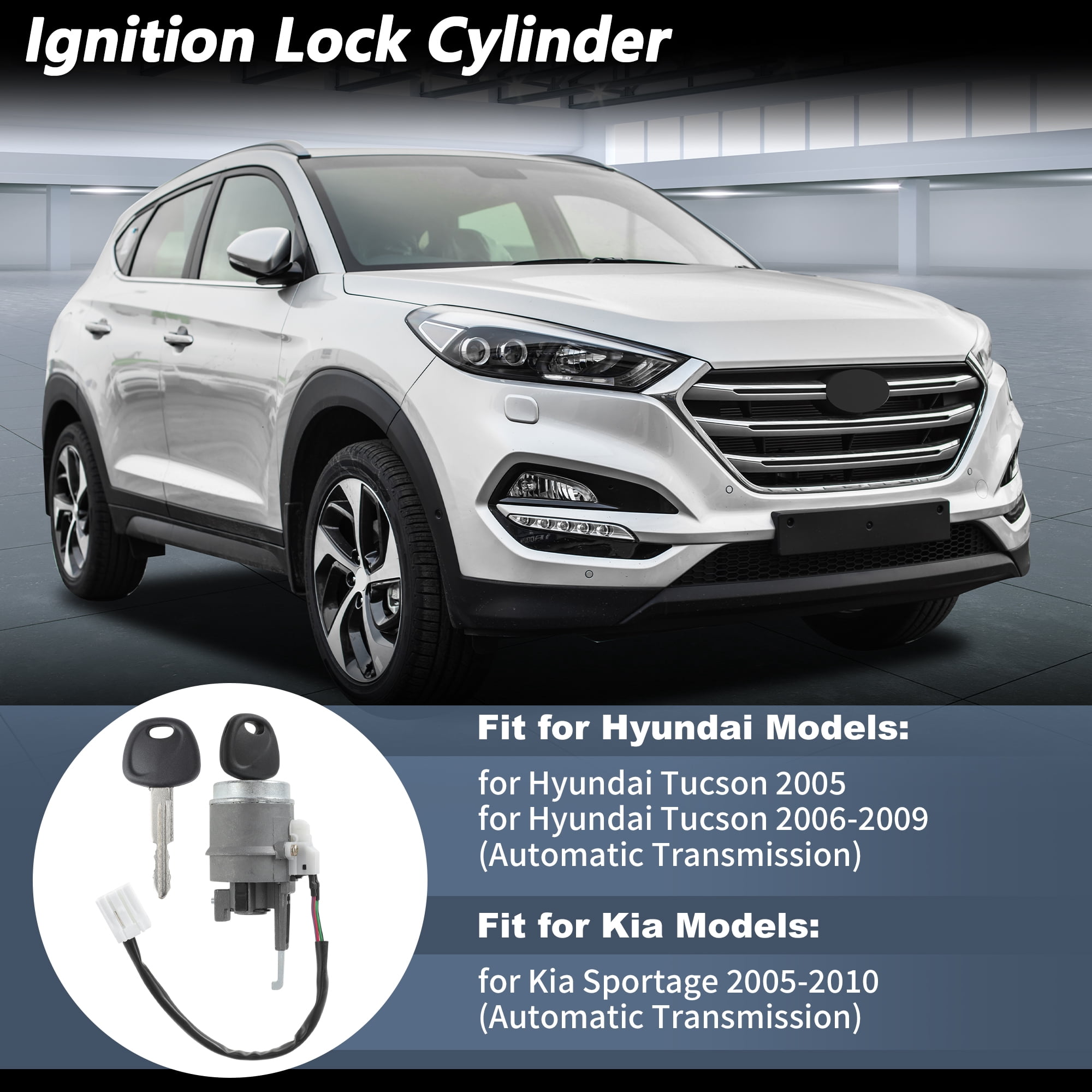 Unique Bargains Ignition Lock Cylinder for Hyundai Tucson and for Kia Sportage with 2 Keys