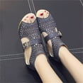 thumbnail image 6 of OAVQHLG3B Sandals for Women Clearance Under $10 Summer Women Wedge Sandals Fashion Fish Mouth Pumps Sexy Hollow Out Shoes, 6 of 6