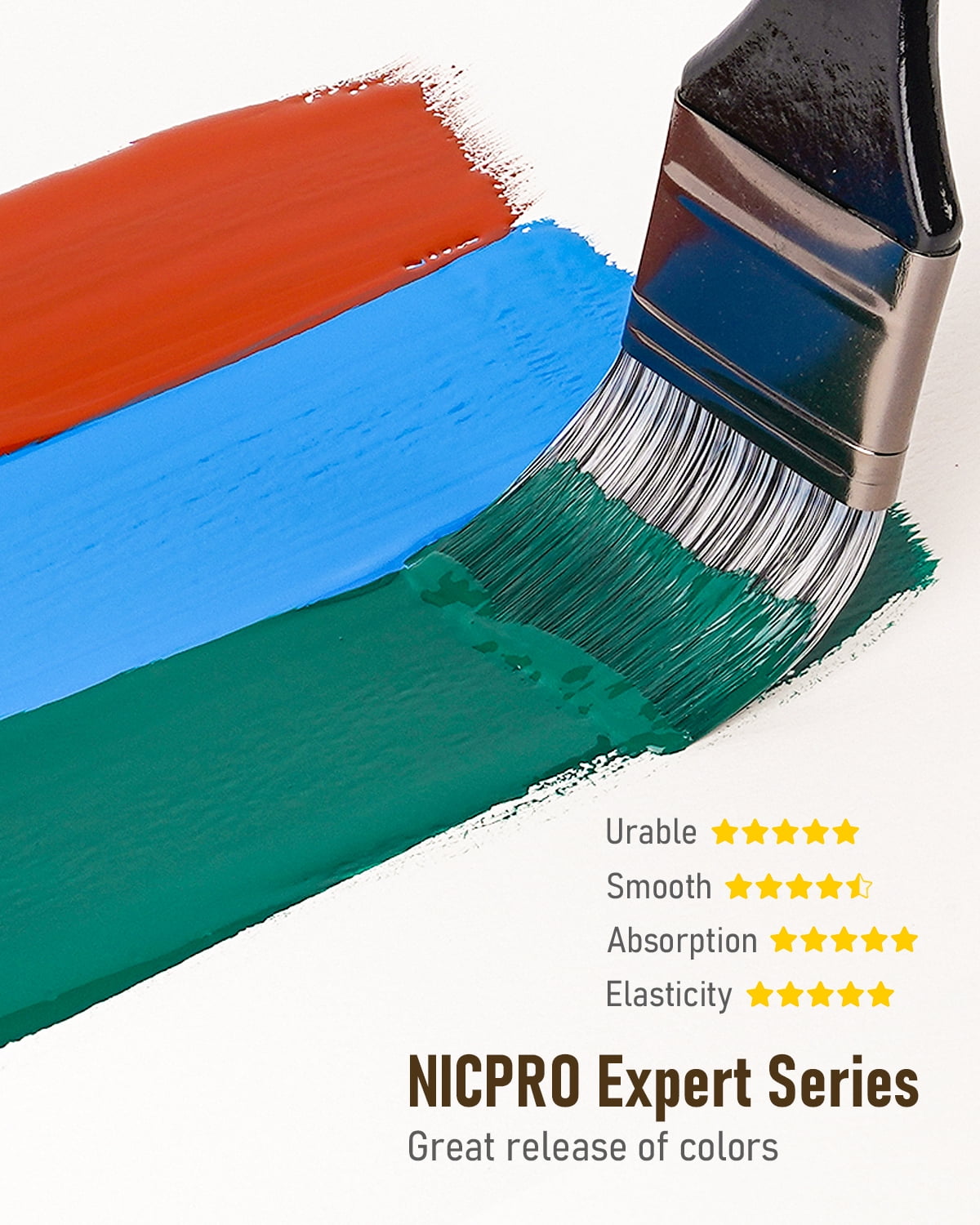 Nicpro 36pcs Paint Brush Set, Professional Paintbrushes with Palette Knife and Cloth Roll, Suitable for Artists and Beginners for Acrylic Painting, Oil, Watercolor, Gouache