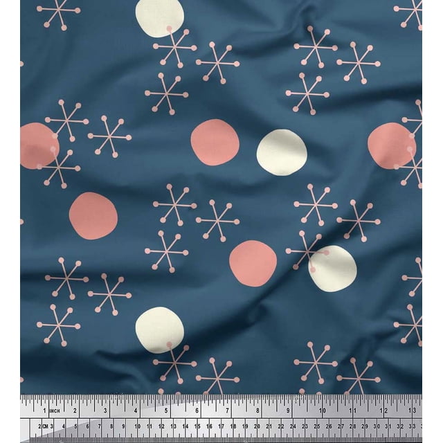 Soimoi Velvet Fabric Geometric & Polka Dots Decor Fabric Printed Yard 58 Inch Wide