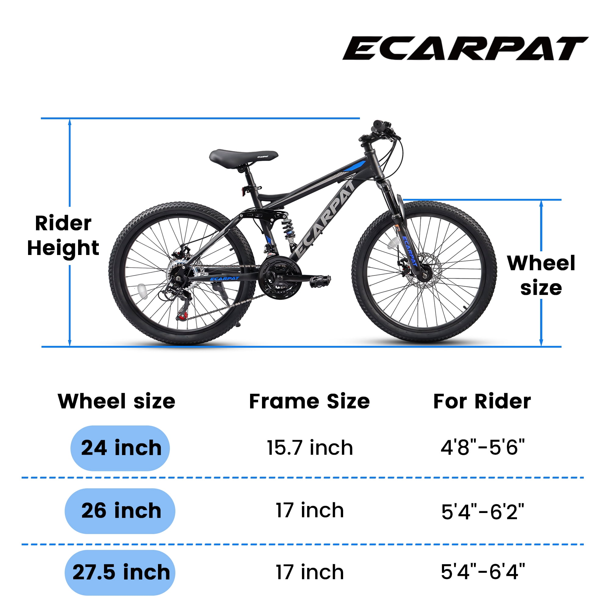 Ecarpat 24 Inch Mountain Bike, 21-Speed Disc Brake for Mens Womens
