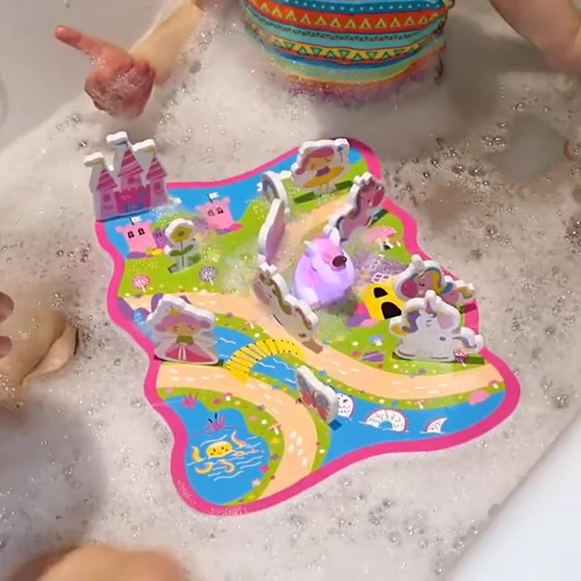 Buddy & Barney: Bath Time Unicorn World Activity Set - 27pc - Floating Jigsaw Activity Scene w/ Characters, Light-Up Unicorn, Water Squirter, Kids 3+
