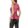 thumbnail image 3 of INSPIRE CHIC Women's Sequin Shining Party Round Neck Tank Top M Fuchsia, 3 of 5