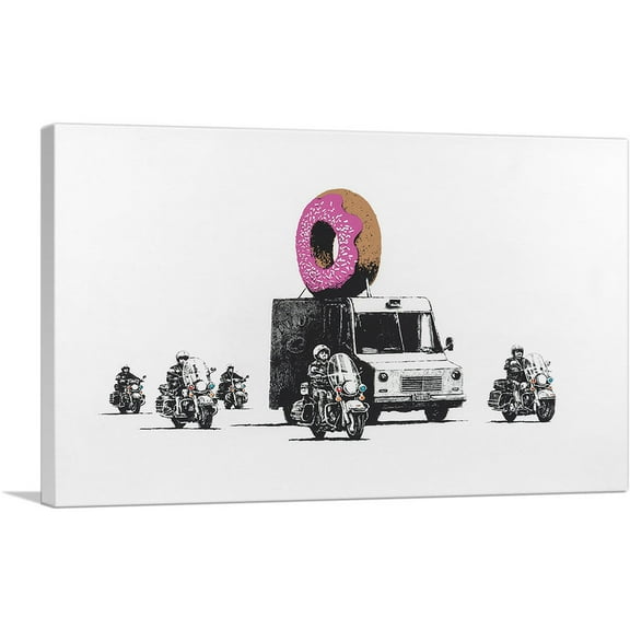 ARTCANVAS Donut Police Canvas Art Print by Banksy - Size: 26" x 18" (0.75" Deep)