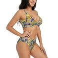 thumbnail image 2 of Kdxio Lavender Flowers Print Women's 2 Piece High Waisted Wrap Spaghetti Strap Summer Swimsuit Bikini Set-Large, 2 of 7