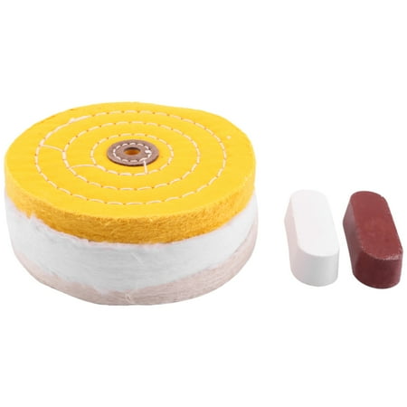 

5Pcs 6 Inch Buffing Polishing Wheels for Bench Grinder with Polishing Compounds Kit White and Yellow