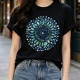thumbnail image 3 of 【New Arrival】Watercolor Blue Green Mandala Dot Circle Graphic T-Shirt, Unisex Cotton Crew Neck Boho Abstract Art Casual Tee, Minimalist Meditation Gift, 3 of 5