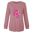 thumbnail image 3 of Women's Pink Ribbon Sweatshirt Breast Cancer Awareness Heart Print Pullover Long Sleeve Casual Loose Tops, 3 of 3