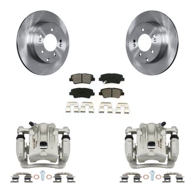 Transit Auto Rear Disc Brake Caliper Rotors and Semi-Metallic Pads Kit for Car Kia Optima Hyundai Azera KC8-100408S