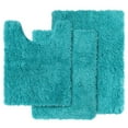 thumbnail image 1 of Clara Clark Non Slip Shaggy Bath Rug Set - 3 Piece Set, Small/Large/Contour - Teal, 1 of 4