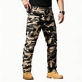 thumbnail image 2 of Domzest Tactical Pants for Men Camo Stretch Ripstop Quick Dry Waterproof Hiking Cargo Work Pants with Multi Pockets Khaki M, 2 of 8