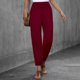thumbnail image 2 of Pantalones palazzo de lino con cintura elástica, pierna ancha y bolsillos para mujer, 2 of 6