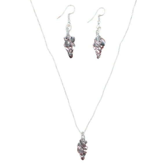 Besheek Sterling Silver Amethyst Purple Glass Earrings & Necklace Set