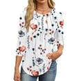 thumbnail image 2 of Fantaslook Womens Plus Size Tops 3/4 Sleeve Pleated Dressy Blouses Crew Neck Casual Tunic Tops Summer Shirts, 2 of 7