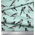 thumbnail image 1 of Soimoi Green Cotton Poplin Fabric Artistic Bird Print Sewing Fabric Yard 42 Inch Wide, 1 of 3