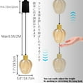 thumbnail image 4 of FSLiving Adjustable Height H Type Track Lighting Natural Wood E26 Socket Chandeliers Amber Tulip Glass Lampshade 6.5 ft Dimmable Pendant Light Decorate for Plant Kitchen Island Customizable, 4 of 7