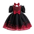 thumbnail image 3 of JCCXIN Toddler Kid Girls Dresses Halloween Party Dress Up Ball Gown Tiered Tulle Tutu Bow Cartoon Print Puff Sleeve Spaghetti Strap Festival Performance Wear Cozy Holiday Sundress,Red,3-4 Years, 3 of 9