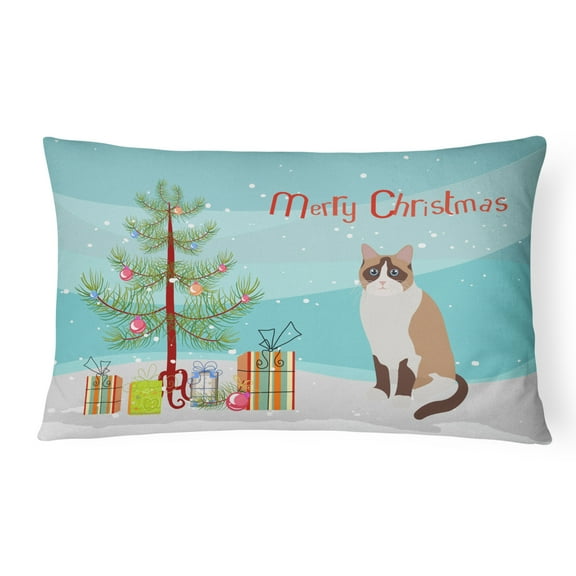Carolines Treasures CK4797PW1216 Snowshoe 1 Cat Merry Christmas Canvas Fabric Decorative Pillow, 12H x16W, multicolor