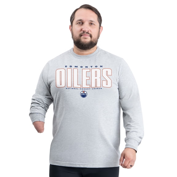 Men's G-III Sports by Carl Banks Gray Edmonton Oilers Adaptive Mesh Effect Long Sleeve T-Shirt