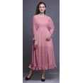 thumbnail image 2 of Bimba Block Women Long Sleeve SmockedDressRound Neck Ruffle Summer Maxi-X-Large, 2 of 5